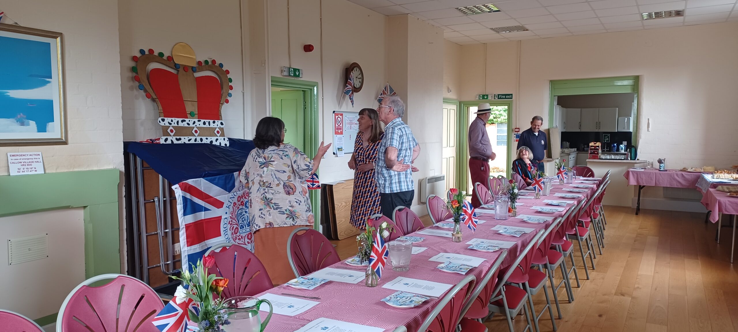 Hall setup for the Coronation Tea